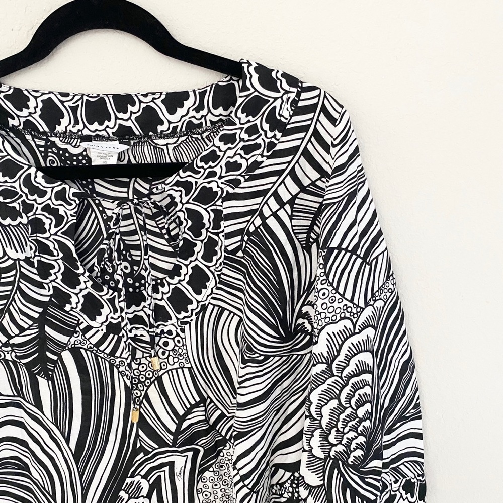Trina Turk ✦ Silk Blend Beach Cover Tunic ✦ BW - Picture 4 of 11